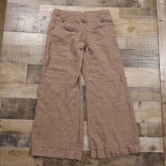 Elevenses 100% Linen Wide Leg Pants Women’s Size 12 Light Brown/Taupe - Picture 9 of 11